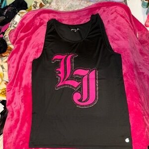 Black peachy pia Tank Top with Pink LJ Design